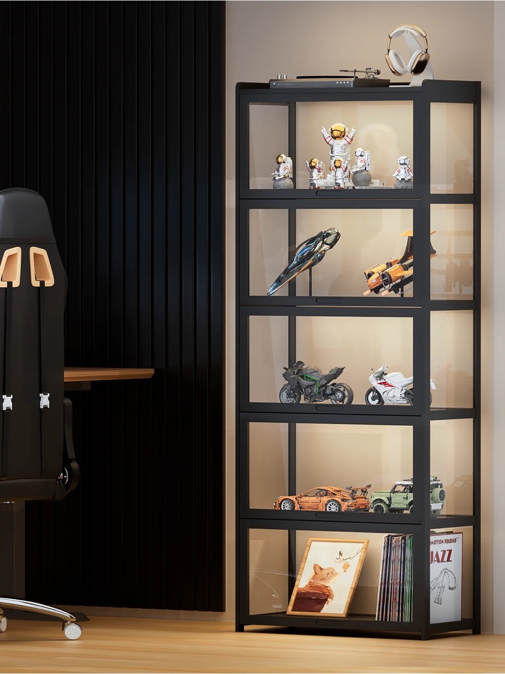 MODERN BLACK 68" DISPLAY CASE BRAND NEW!! đ¤âď¸đ
